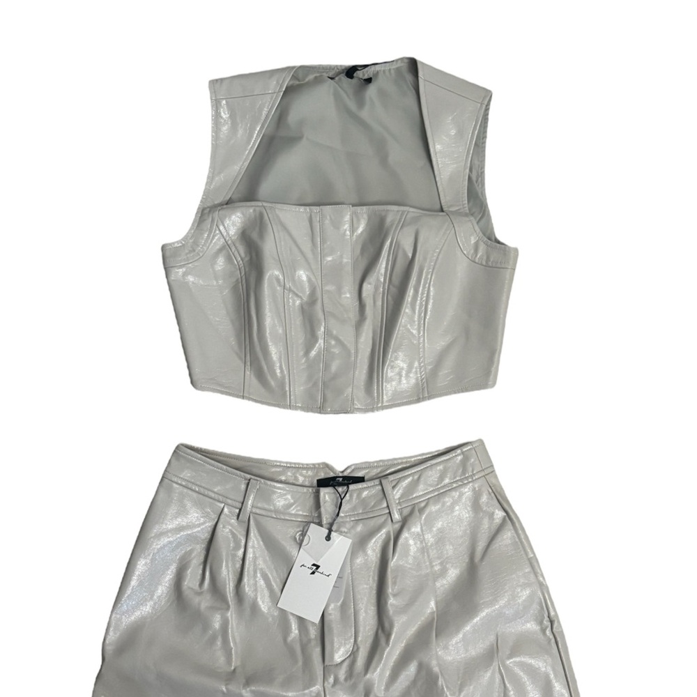 7 For All Mankind Cream Wide Leg Pants & Top Set